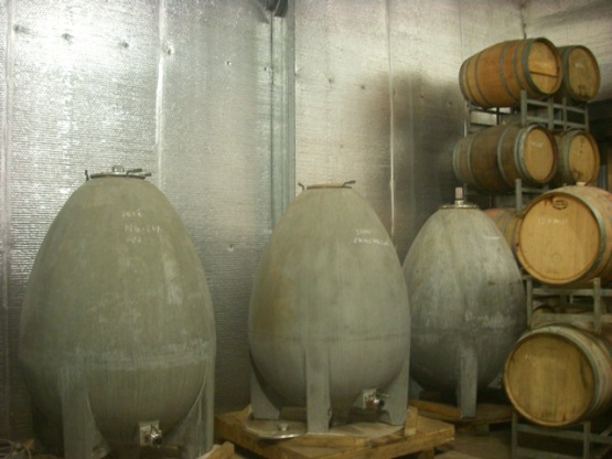 Concrete ferment eggs and barrels.